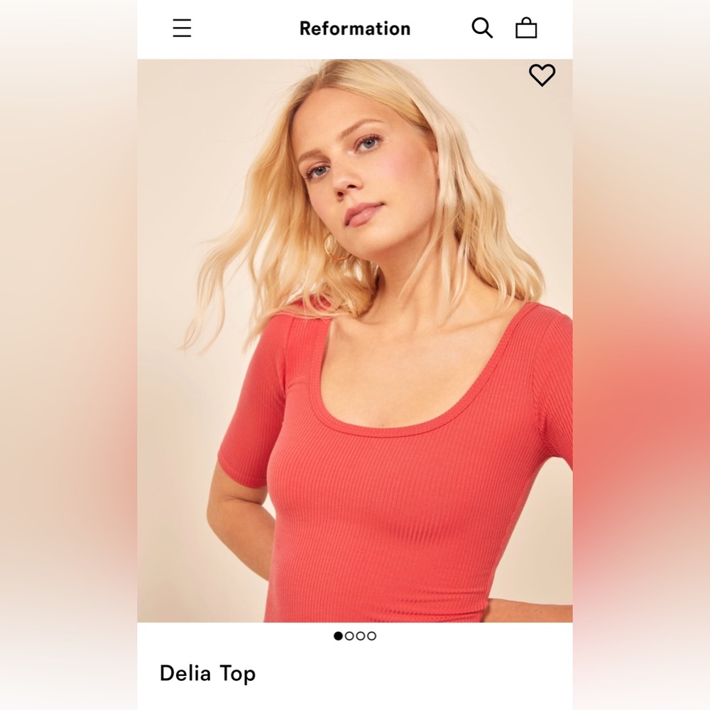 Reformation Delia Ribbed Knit XS Coral